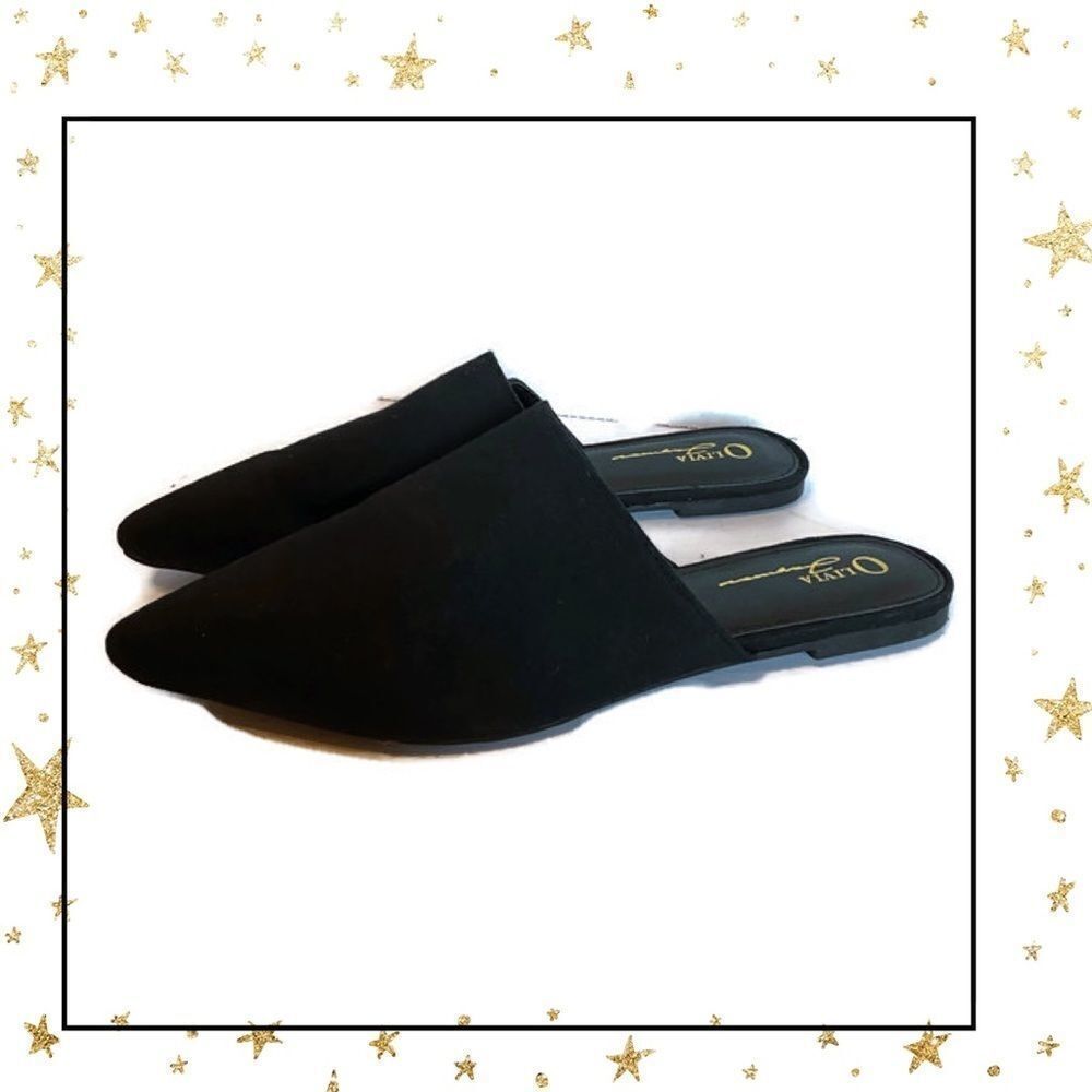 Olivia Jaymes Black Canvas Slide Mules 10
